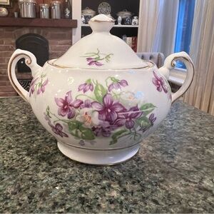 TUSCAN Vintage Violets Covered Sugar Bowl